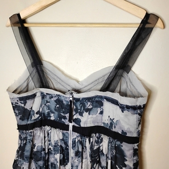 LOFT NWT Floral Cotton Babydoll Dress 6 Raw-Edge Sheer Straps - Picture 8 of 12